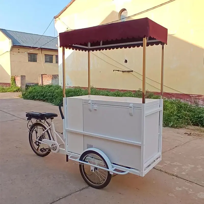 Bicicleta clássica com carrinho de sorvete com pedal