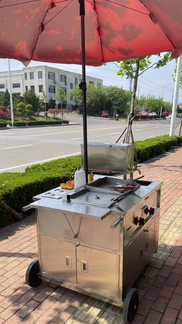 Hot Dog Umbrella Push Cart
