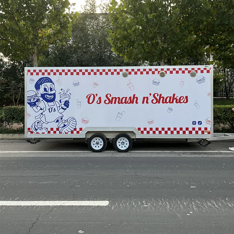 Trailer móvel de cozinha para padaria e fast food