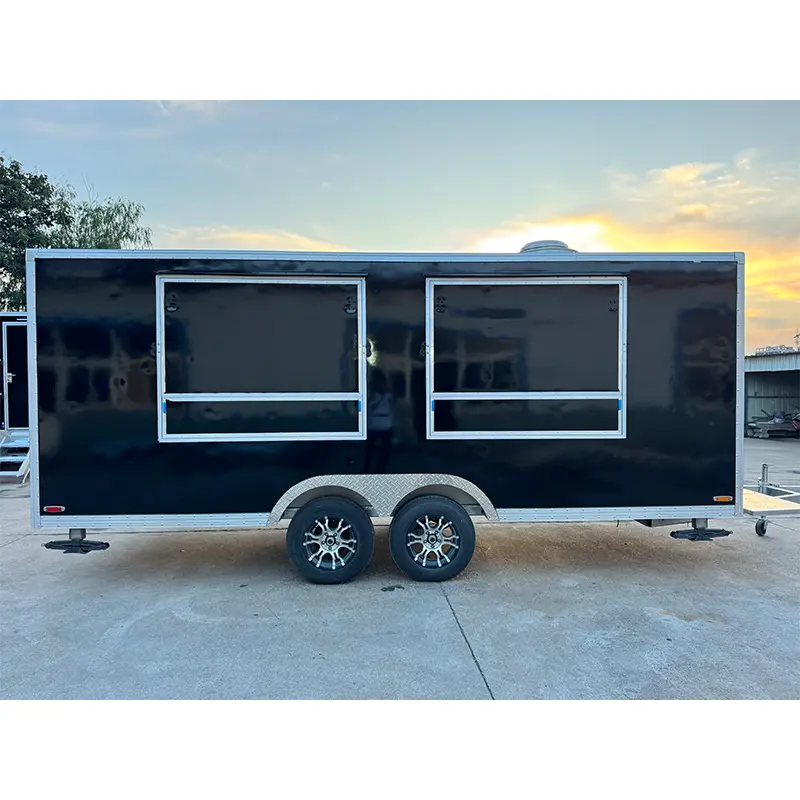 Trailer de venda automática quadrada com múltiplas janelas